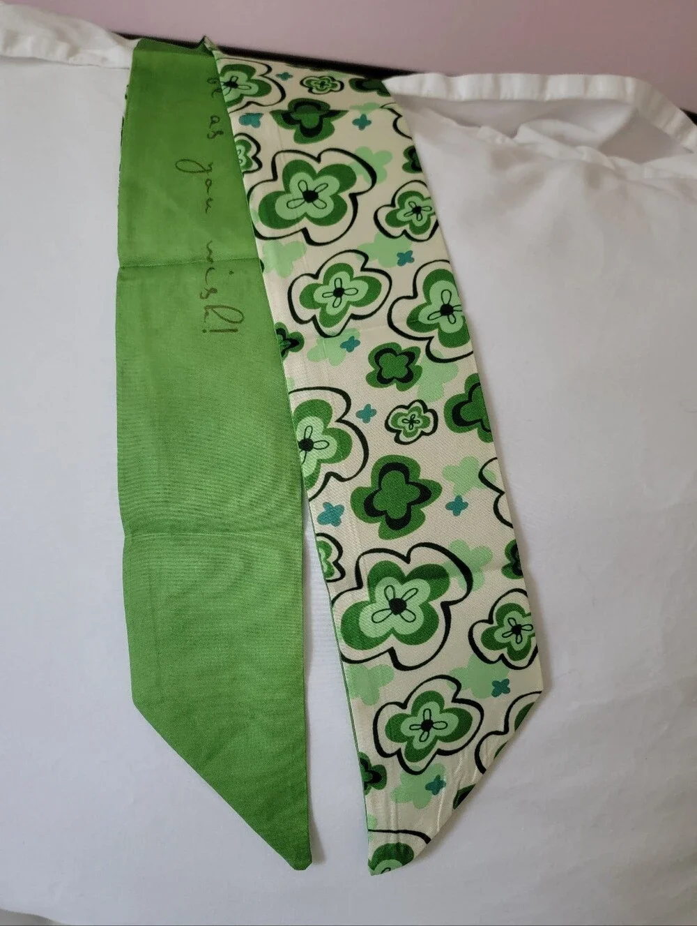 Green Floral Ribbon Scarf - Home Accents
